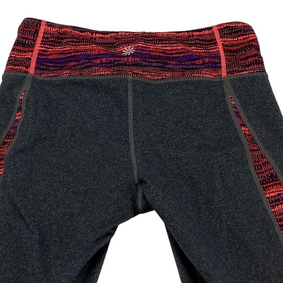 Athleta Activewear Leggings Womens Small Gray Nylon Elastic Waist Logo Pull On - Picture 15 of 16